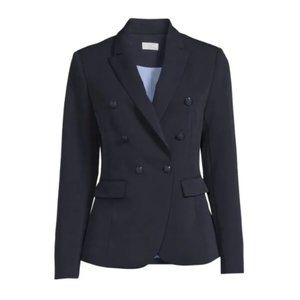 ECRU Double Breasted Crepe Blazer Navy 10